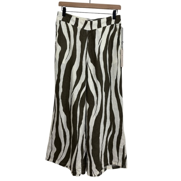 Rachel Zoe Pants - NWT Rachel Zoe 100% Linen Zebra Print Wide Leg Crop Pants - Size M